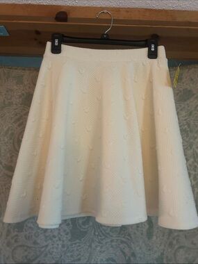 Disney Cream A-Line Skirt with Textured Dot Detail